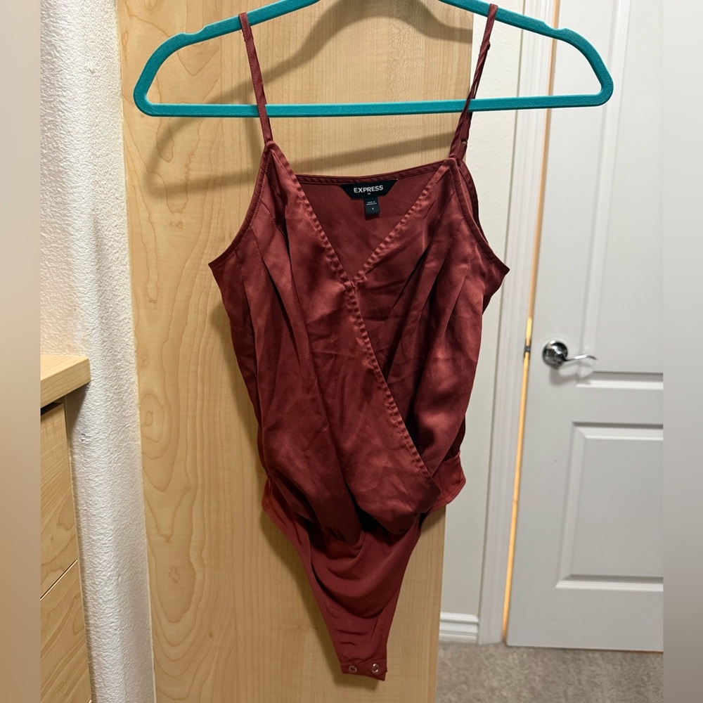 EXPRESS Rust Satin Bodysuit